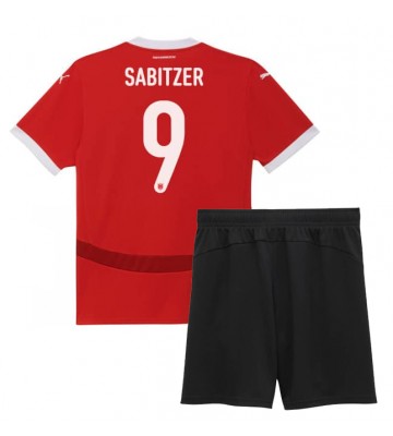 Østrig Marcel Sabitzer #9 Hjemmebanesæt Børn EM 2024 Kort ærmer (+ korte bukser)